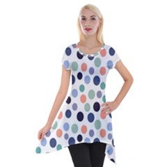 Dotted Pattern Background Blue Short Sleeve Side Drop Tunic by Modern2018