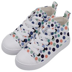 Dotted Pattern Background Blue Kid s Mid-top Canvas Sneakers by Modern2018