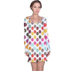 Dotted Pattern Background Long Sleeve Nightdress