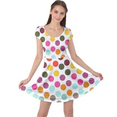 Dotted Pattern Background Cap Sleeve Dress