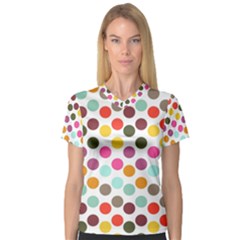 Dotted Pattern Background V-Neck Sport Mesh Tee