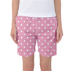 Pink Polka Dot Background Women s Basketball Shorts by Modern2018