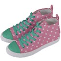 Pink Polka Dot Background Women s Mid-Top Canvas Sneakers View2