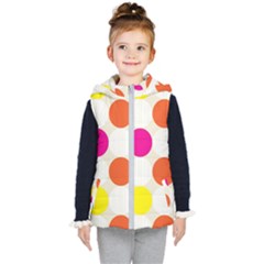 Polka Dots Background Colorful Kid s Hooded Puffer Vest by Modern2018