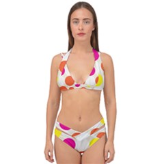 Polka Dots Background Colorful Double Strap Halter Bikini Set by Modern2018