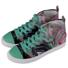 Lady With Lillies Women s Mid-top Canvas Sneakers by bestdesignintheworld