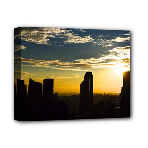 Skyline Sunset Buildings Cityscape Deluxe Canvas 14  X 11  by Simbadda