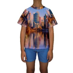 Vancouver Canada Sea Ocean Kids  Short Sleeve Swimwear by Simbadda