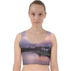 Sunset Melbourne Yarra River Velvet Racer Back Crop Top by Simbadda