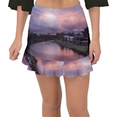 Sunset Melbourne Yarra River Fishtail Mini Chiffon Skirt by Simbadda