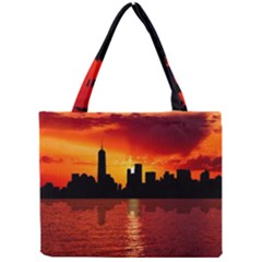 Skyline New York City Sunset Dusk Mini Tote Bag by Simbadda