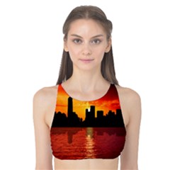 Skyline New York City Sunset Dusk Tank Bikini Top by Simbadda