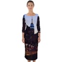 New York City Skyline Building Quarter Sleeve Midi Bodycon Dress View1