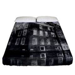 Reflection Canal Water Street Fitted Sheet (california King Size) by Simbadda