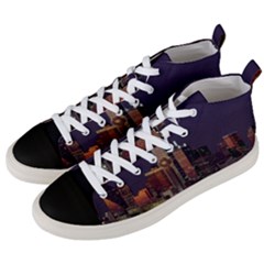 Dallas Texas Skyline Dusk Usa Men s Mid-top Canvas Sneakers by Simbadda