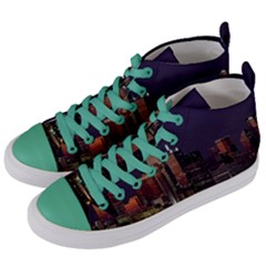 Dallas Texas Skyline Dusk Usa Women s Mid-top Canvas Sneakers by Simbadda