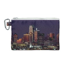 Dallas Texas Skyline Dusk Usa Canvas Cosmetic Bag (medium) by Simbadda