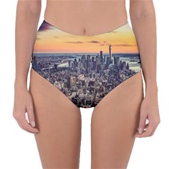 New York Skyline Architecture Nyc Reversible High-waist Bikini Bottoms by Simbadda