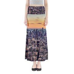 New York Skyline Architecture Nyc Full Length Maxi Skirt by Simbadda