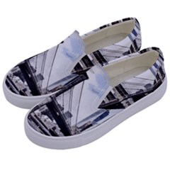 City Skyline Skyline City Cityscape Kids  Canvas Slip Ons by Simbadda