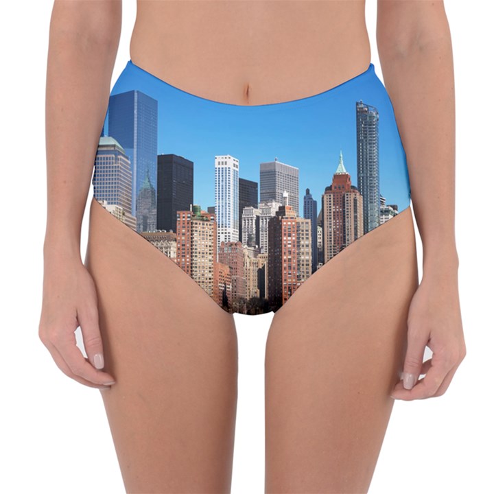 Skyscraper Architecture City Reversible High-Waist Bikini Bottoms