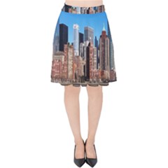 Skyscraper Architecture City Velvet High Waist Skirt by Simbadda