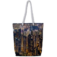 Panorama Urban Landscape Town Center Full Print Rope Handle Tote (small)