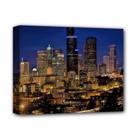 Skyline Downtown Seattle Cityscape Deluxe Canvas 14  X 11  by Simbadda