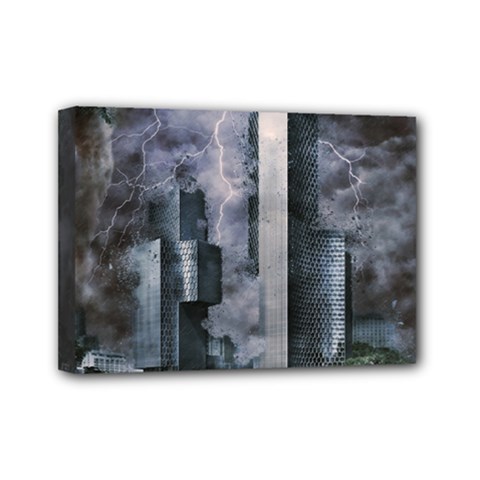 Digital Art City Cities Urban Mini Canvas 7  X 5  by Simbadda