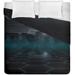 Skyline Night Star Sky Moon Sickle Duvet Cover Double Side (king Size) by Simbadda