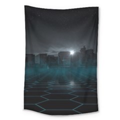 Skyline Night Star Sky Moon Sickle Large Tapestry by Simbadda