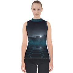 Skyline Night Star Sky Moon Sickle Shell Top by Simbadda