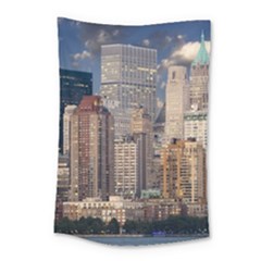New York Skyline Manhattan Hudson Small Tapestry by Simbadda