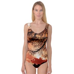 Tree Skyline Silhouette Sunset Princess Tank Leotard 