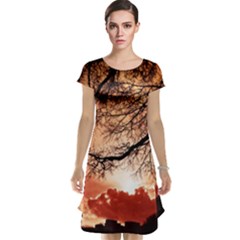 Tree Skyline Silhouette Sunset Cap Sleeve Nightdress