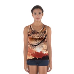 Tree Skyline Silhouette Sunset Sport Tank Top 