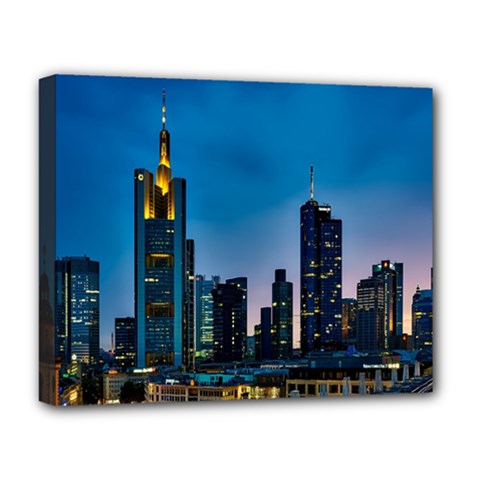 Frankfurt Germany Panorama City Deluxe Canvas 20  X 16   by Simbadda