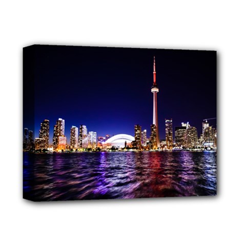 Toronto City Cn Tower Skydome Deluxe Canvas 14  X 11  by Simbadda