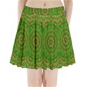 Wonderful Mandala Of Green And Golden Love Pleated Mini Skirt View1