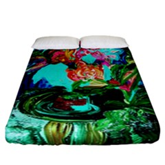 Flowers On The Tea Table Fitted Sheet (california King Size) by bestdesignintheworld