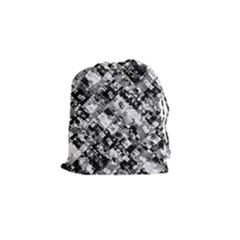 Black And White Patchwork Pattern Drawstring Pouches (small)  by dflcprints