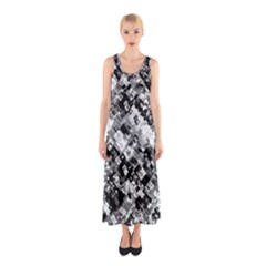 Black And White Patchwork Pattern Sleeveless Maxi Dress by dflcprints