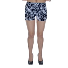 Black And White Patchwork Pattern Skinny Shorts by dflcprints