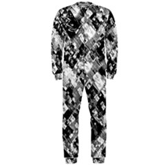 Black And White Patchwork Pattern Onepiece Jumpsuit (men)  by dflcprints