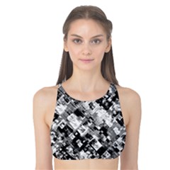 Black And White Patchwork Pattern Tank Bikini Top by dflcprints