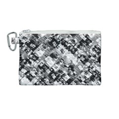 Black And White Patchwork Pattern Canvas Cosmetic Bag (medium) by dflcprints