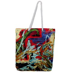 Blue Flamingoes 6 Full Print Rope Handle Tote (large) by bestdesignintheworld