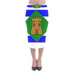 Flag Of Vieques Velvet Midi Pencil Skirt