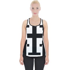 Black Jerusalem Cross  Piece Up Tank Top