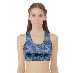 Modern Nature Print Pattern 7200 Sports Bra With Border by dflcprints